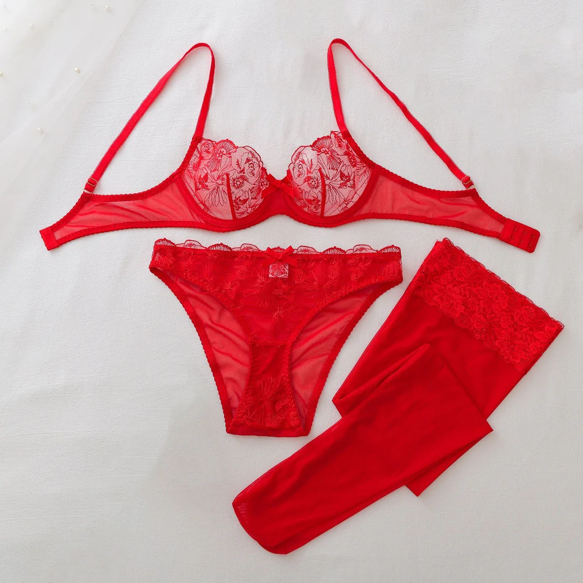 Sheer Mesh Bra - Set erotico in rete trasparente da