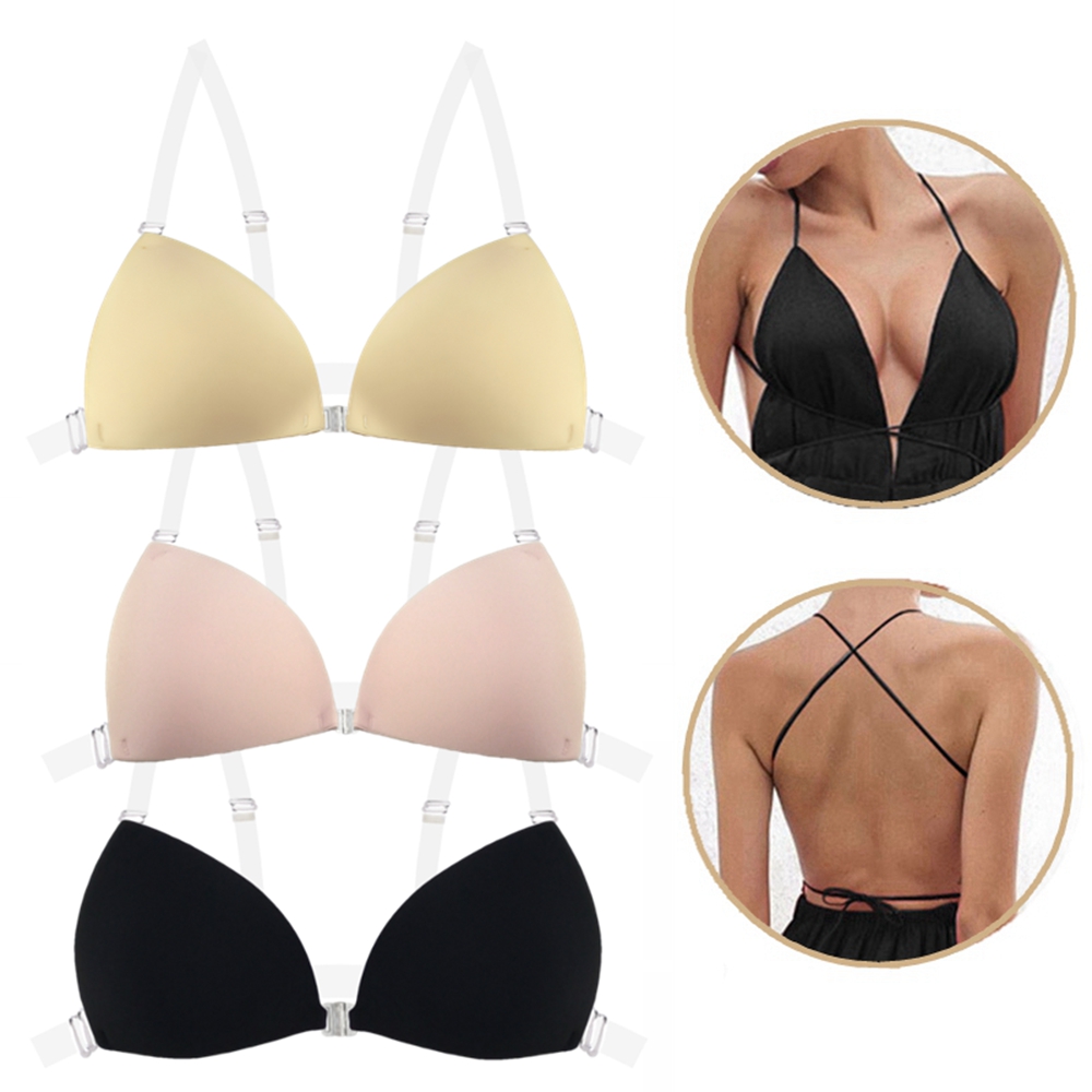 Plunge Bra Push Up - Reggiseno Adesivo per Donne, Senza Schienale,