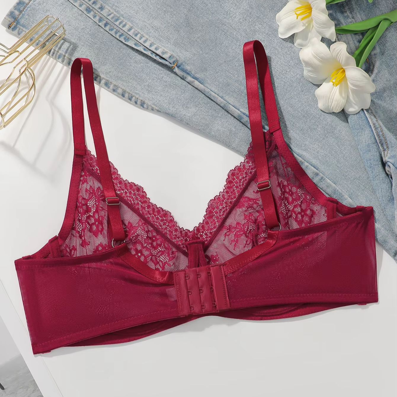 Reggiseno in pizzo rosso trasp - Sheer Mesh Bra recensione e prezzo